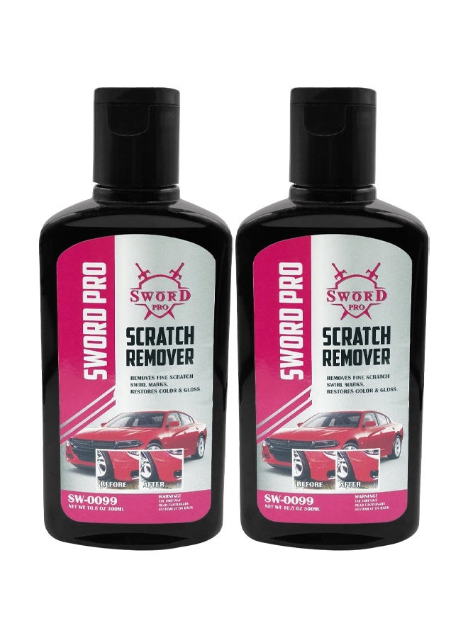 Sword Pro Car Scratch Remover Liquid 300ml Combo Pack 2pcs, Auto Paint Scratch Repair Polish, Swirl Mark Remover, Clear Coat Safe, Restores Color and Gloss, For Cars Bikes Scooters, Hand Use, Removes Light Scratches, Scuff Marks, Water Spots, HeadlightUV - Image 1